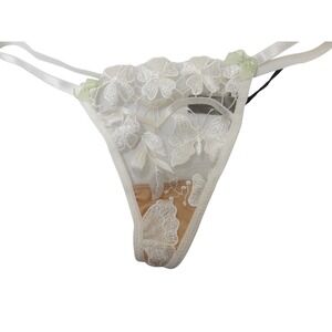 Kilo Brava Floral Lace Thong Panty Sheer Wedding Bridal Honeymoon‎ Sz M /#8136